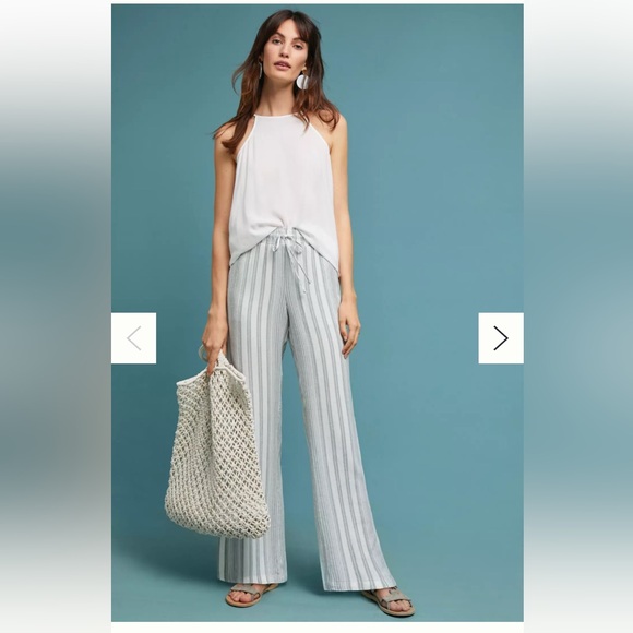 cloth & stone Pants - NWOT Anthropologie Cloth & Stone Striped Wide-Leg Linen Beach Summer Pants M